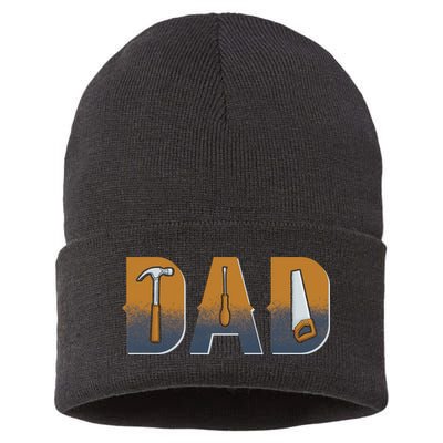Dad Life Construction Fathers Day Builder Sustainable Knit Beanie