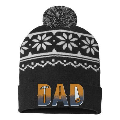 Dad Life Construction Fathers Day Builder USA-Made Snowflake Beanie