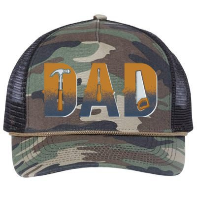 Dad Life Construction Fathers Day Builder Retro Rope Trucker Hat Cap