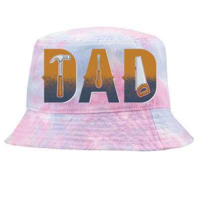 Dad Life Construction Fathers Day Builder Tie-Dyed Bucket Hat