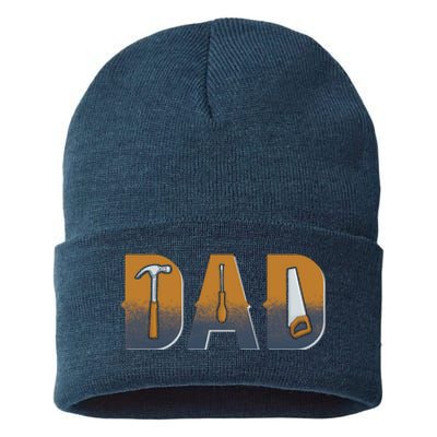 Dad Life Construction Fathers Day Builder Sustainable Knit Beanie