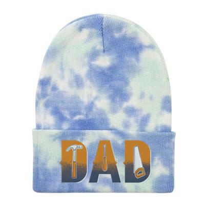 Dad Life Construction Fathers Day Builder Tie Dye 12in Knit Beanie