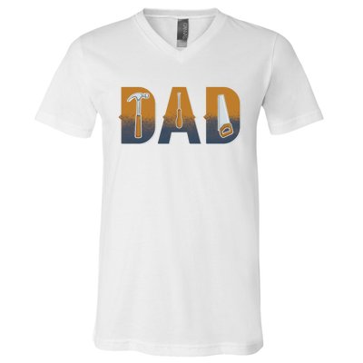 Dad Life Construction Fathers Day Builder V-Neck T-Shirt