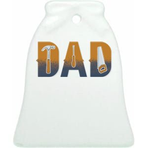 Dad Life Construction Fathers Day Builder Ceramic Bell Ornament