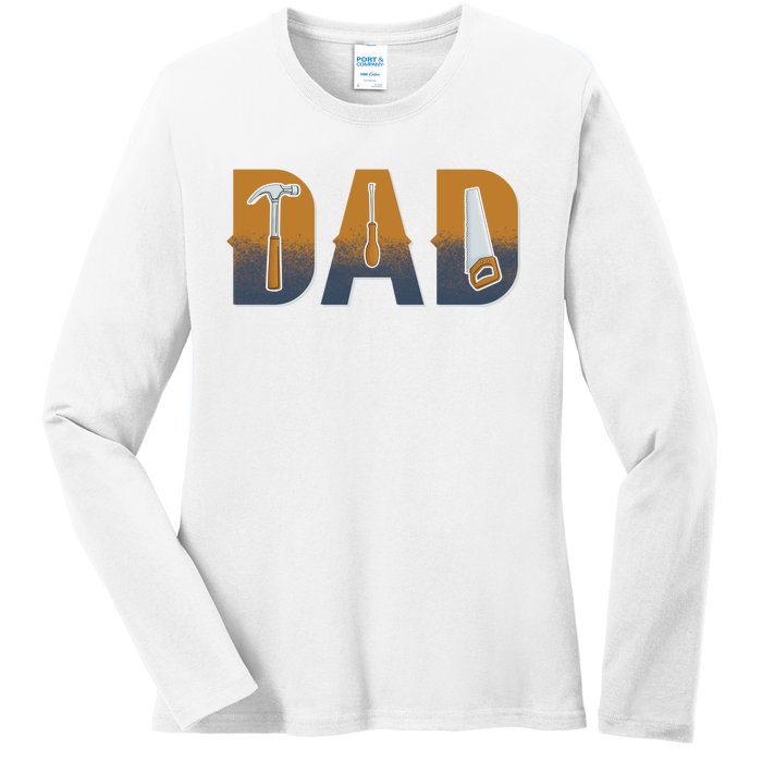 Dad Life Construction Fathers Day Builder Ladies Long Sleeve Shirt