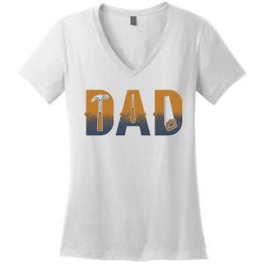 Dad Life Construction Fathers Day Builder Women's V-Neck T-Shirt