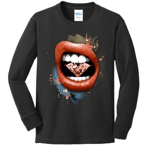 Diamond Lips Crimson Bliss 5s Matching Kids Long Sleeve Shirt