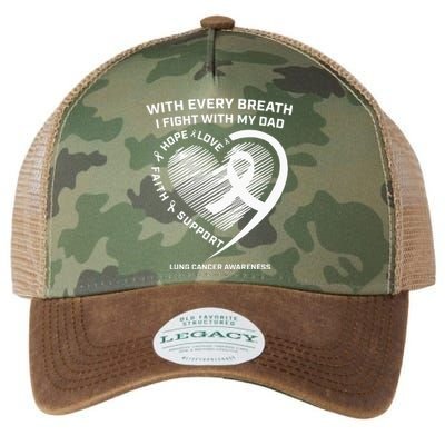 Dad Lung Cancer Awareness Gifts White Ribbon Lung Cancer Dad Legacy Tie Dye Trucker Hat