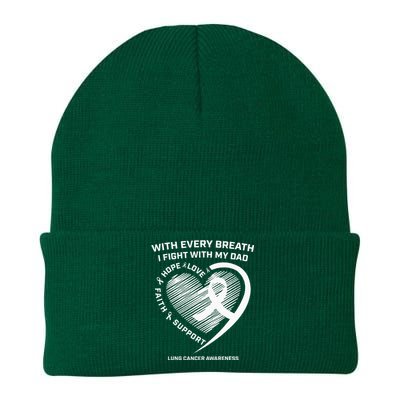 Dad Lung Cancer Awareness Gifts White Ribbon Lung Cancer Dad Knit Cap Winter Beanie