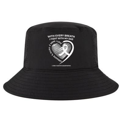 Dad Lung Cancer Awareness Gifts White Ribbon Lung Cancer Dad Cool Comfort Performance Bucket Hat