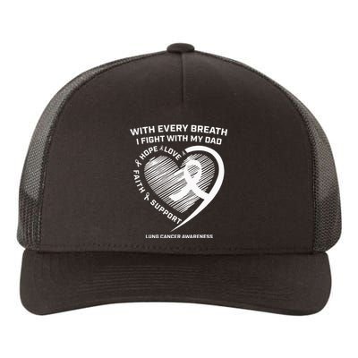 Dad Lung Cancer Awareness Gifts White Ribbon Lung Cancer Dad Yupoong Adult 5-Panel Trucker Hat