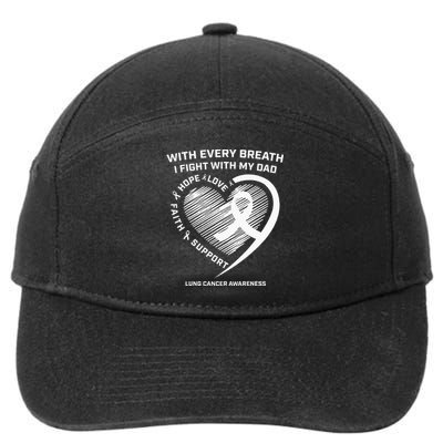 Dad Lung Cancer Awareness Gifts White Ribbon Lung Cancer Dad 7-Panel Snapback Hat