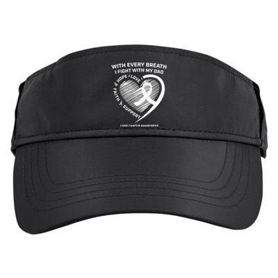 Dad Lung Cancer Awareness Gifts White Ribbon Lung Cancer Dad Adult Drive Performance Visor