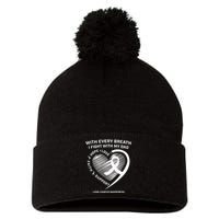 Dad Lung Cancer Awareness Gifts White Ribbon Lung Cancer Dad Pom Pom 12in Knit Beanie