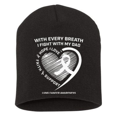 Dad Lung Cancer Awareness Gifts White Ribbon Lung Cancer Dad Short Acrylic Beanie