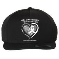 Dad Lung Cancer Awareness Gifts White Ribbon Lung Cancer Dad Wool Snapback Cap