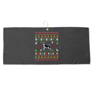 Dog Lover Christmas Funny Gift Siberian Husky Ugly Christmas Gift Large Microfiber Waffle Golf Towel