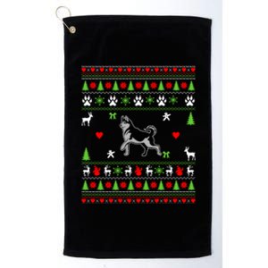 Dog Lover Christmas Funny Gift Siberian Husky Ugly Christmas Gift Platinum Collection Golf Towel