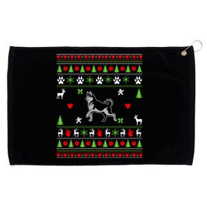 Dog Lover Christmas Funny Gift Siberian Husky Ugly Christmas Gift Grommeted Golf Towel