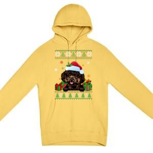 Dog Lovers Cute Poodle Santa Hat Ugly Christmas Sweater Gift Premium Pullover Hoodie