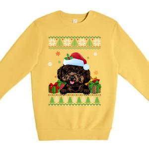 Dog Lovers Cute Poodle Santa Hat Ugly Christmas Sweater Gift Premium Crewneck Sweatshirt