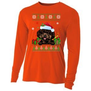 Dog Lovers Cute Poodle Santa Hat Ugly Christmas Sweater Gift Cooling Performance Long Sleeve Crew