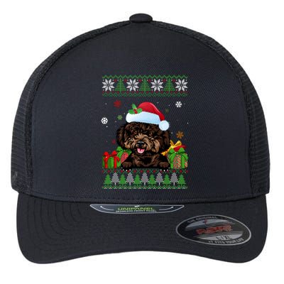 Dog Lovers Cute Poodle Santa Hat Ugly Christmas Sweater Gift Flexfit Unipanel Trucker Cap