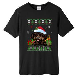 Dog Lovers Cute Poodle Santa Hat Ugly Christmas Sweater Gift Tall Fusion ChromaSoft Performance T-Shirt