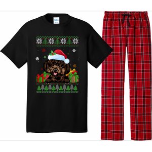 Dog Lovers Cute Poodle Santa Hat Ugly Christmas Sweater Gift Pajama Set