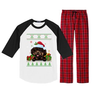 Dog Lovers Cute Poodle Santa Hat Ugly Christmas Sweater Gift Raglan Sleeve Pajama Set