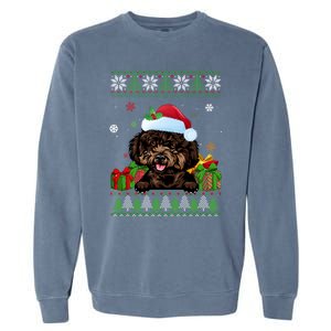 Dog Lovers Cute Poodle Santa Hat Ugly Christmas Sweater Gift Garment-Dyed Sweatshirt