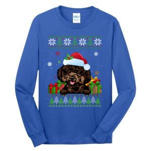 Dog Lovers Cute Poodle Santa Hat Ugly Christmas Sweater Gift Tall Long Sleeve T-Shirt