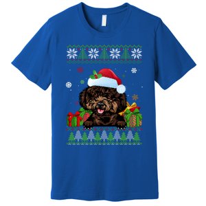 Dog Lovers Cute Poodle Santa Hat Ugly Christmas Sweater Gift Premium T-Shirt