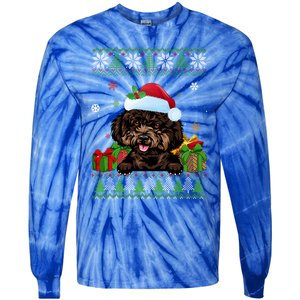 Dog Lovers Cute Poodle Santa Hat Ugly Christmas Sweater Gift Tie-Dye Long Sleeve Shirt