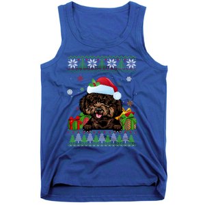 Dog Lovers Cute Poodle Santa Hat Ugly Christmas Sweater Gift Tank Top