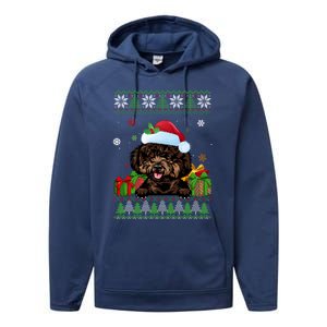 Dog Lovers Cute Poodle Santa Hat Ugly Christmas Sweater Gift Performance Fleece Hoodie