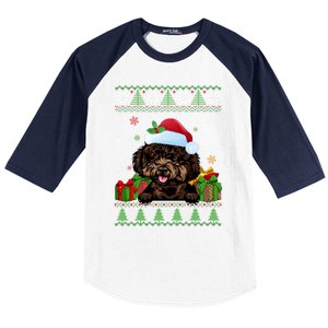 Dog Lovers Cute Poodle Santa Hat Ugly Christmas Sweater Gift Baseball Sleeve Shirt