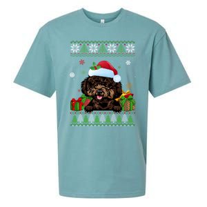 Dog Lovers Cute Poodle Santa Hat Ugly Christmas Sweater Gift Sueded Cloud Jersey T-Shirt