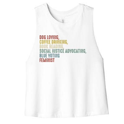 Dog Loving Coffee Drinking Book Reading Social Justice Women's Racerback Cropped Tank