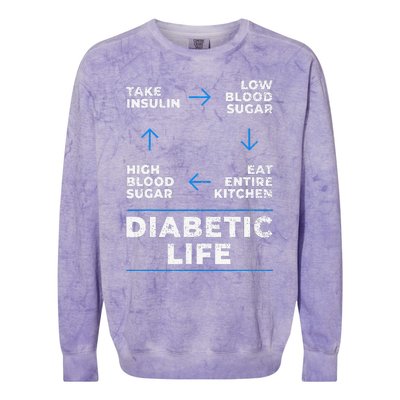 Diabetic Life Cycle Funny Diabetes Awareness Colorblast Crewneck Sweatshirt