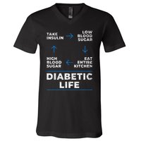 Diabetic Life Cycle Funny Diabetes Awareness V-Neck T-Shirt