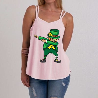 Dabbing Leprechaun Cute St PatS Day Gift Cool Gift Women's Strappy Tank