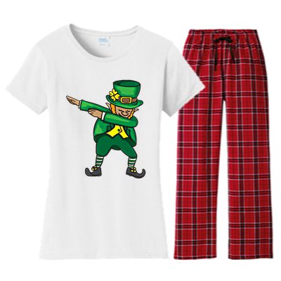 Dabbing Leprechaun Cute St PatS Day Gift Cool Gift Women's Flannel Pajama Set