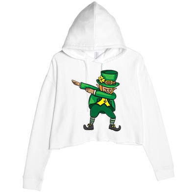 Dabbing Leprechaun Cute St PatS Day Gift Cool Gift Crop Fleece Hoodie