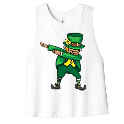 Dabbing Leprechaun Cute St PatS Day Gift Cool Gift Women's Racerback Cropped Tank