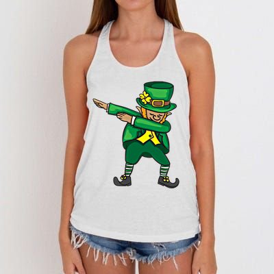 Dabbing Leprechaun Cute St PatS Day Gift Cool Gift Women's Knotted Racerback Tank