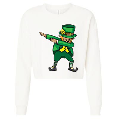 Dabbing Leprechaun Cute St PatS Day Gift Cool Gift Cropped Pullover Crew