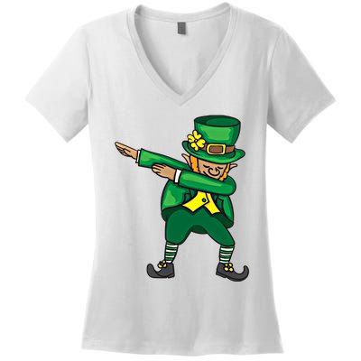 Dabbing Leprechaun Cute St PatS Day Gift Cool Gift Women's V-Neck T-Shirt