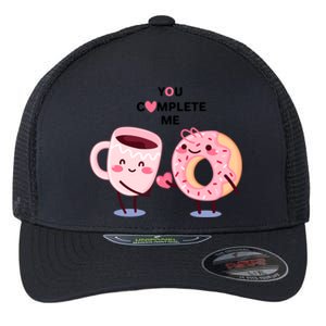 Donuts Love Coffee Valentine's Day You Complete Me Y Gift Flexfit Unipanel Trucker Cap