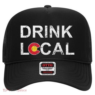 Drink Local Colorado Brewery Craft Beer High Crown Mesh Back Trucker Hat